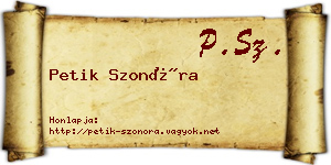 Petik Szonóra névjegykártya